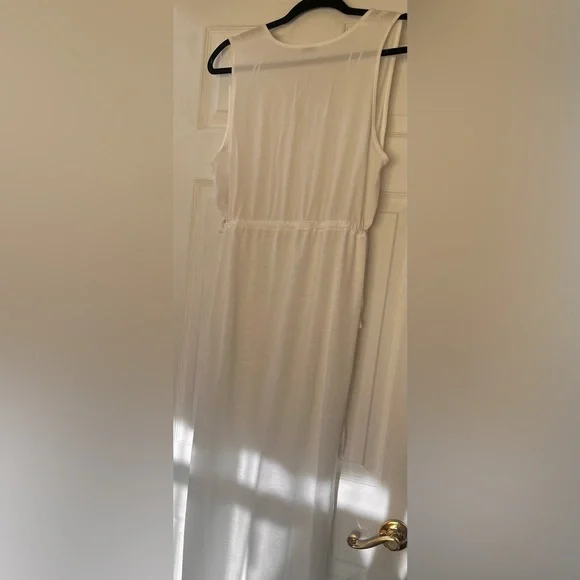 Zara double side slit maxi tunic dress v neck sleeveless waist tie large - Picture 5 of 5